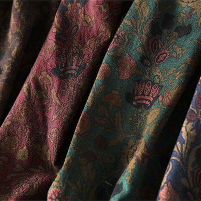 Buddha Stones Retro Floral Pattern A-line Design Long Sleeve Women's Midi Dress - image 15