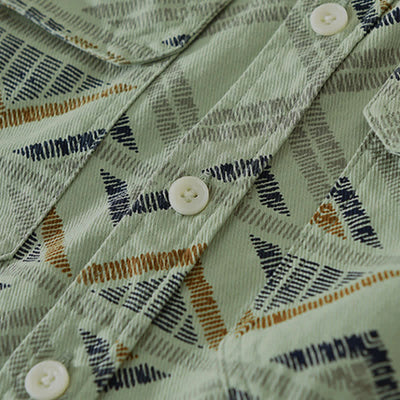 Buddha Stones Spring Fall Casual Boho Button-Up Geometric Cotton Men's Long Sleeve Shirts With Pocket - image 10