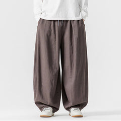 Buddha Stones Fall Casual Simple Drawstring Solid Cotton Long Pants Men's Straight Leg Pants With Pockets - Gray - US/UK/AU46，EU56 (5XL) - image 0