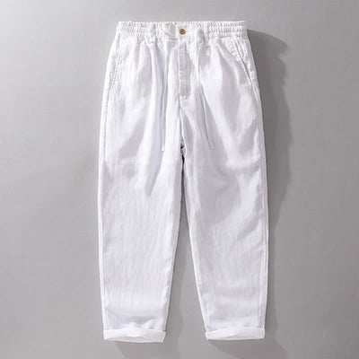 Buddha Stones Spring Summer Casual Drawstring Zipper Design Solid Linen Long Pants Men's Straight Leg Pants With Pockets - White - US/UK/AU42，EU52 (3XL) - image 15