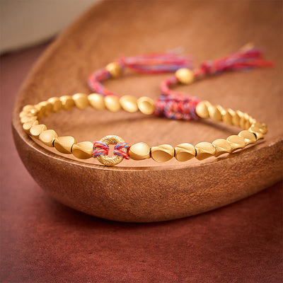 Buddha Stones Tibetan Auspicious Cloud Peace Buckle Copper Beads String Bracelet - image 4