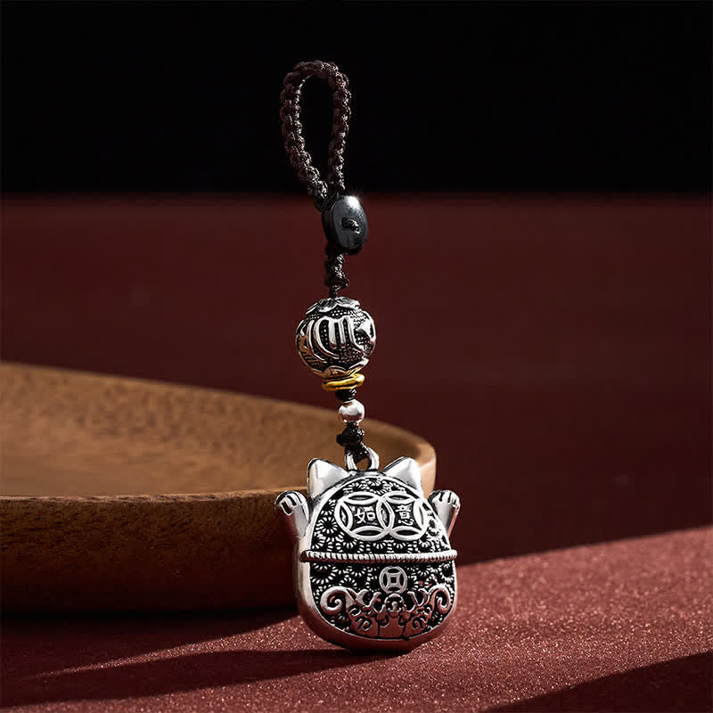 FREE Today: Wealth and Fortune Engraved Copper Fu Character Lucky Cat Braided Keychains - image 2