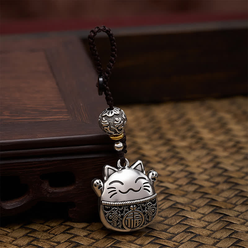 FREE Today: Wealth and Fortune Engraved Copper Fu Character Lucky Cat Braided Keychains - image 3