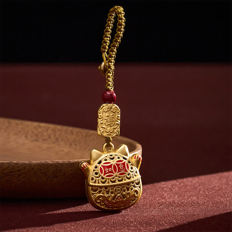 FREE Today: Wealth and Fortune Engraved Copper Fu Character Lucky Cat Braided Keychains - image 11