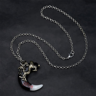 Buddha Stones Dragon Strength Crescent Pendant Necklace - image 9