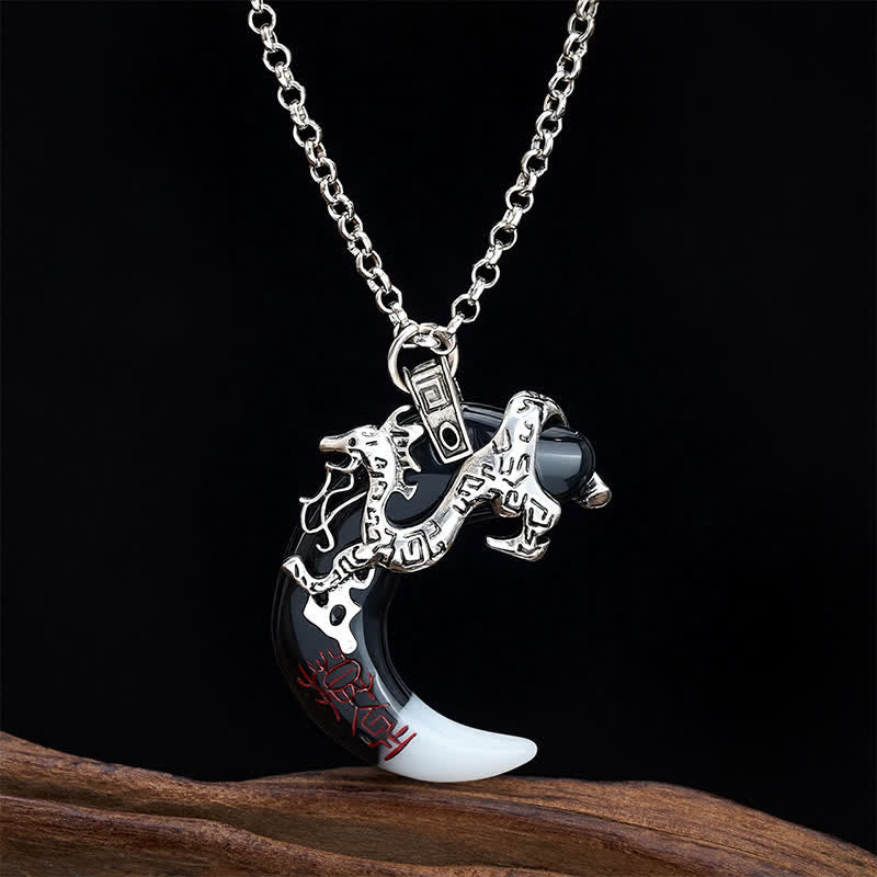 FREE Today: Strength and Protection Dragon Crescent Pendant Necklace - Silver - image 0