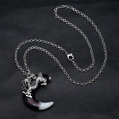 Buddha Stones Dragon Strength Crescent Pendant Necklace - image 1