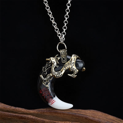 FREE Today: Strength and Protection Dragon Crescent Pendant Necklace - Gold - image 8