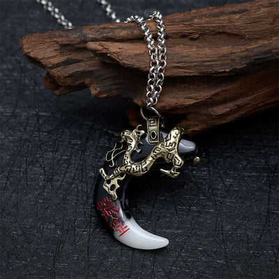 Buddha Stones Dragon Strength Crescent Pendant Necklace - image 11