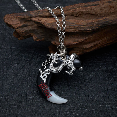 Buddha Stones Dragon Strength Crescent Pendant Necklace - image 3