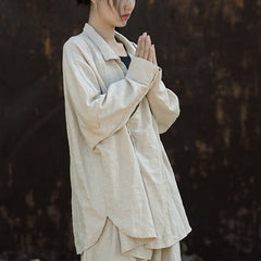Buddha Stones Meditate Ramie Cotton Clothing - Linen - US4-12，UK/AU8-16，EU36-44 (F) - image 0