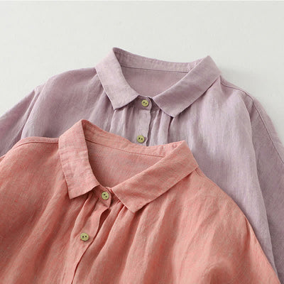 Buddha Stones Casual Plain Buttons Women's Half Sleeve Shirt - image 21