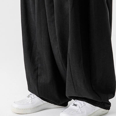 Buddha Stones Fall Casual Simple Drawstring Solid Cotton Long Pants Men's Straight Leg Pants With Pockets - image 16