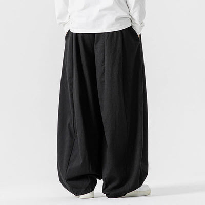 Buddha Stones Fall Casual Simple Drawstring Solid Cotton Long Pants Men's Straight Leg Pants With Pockets - image 10