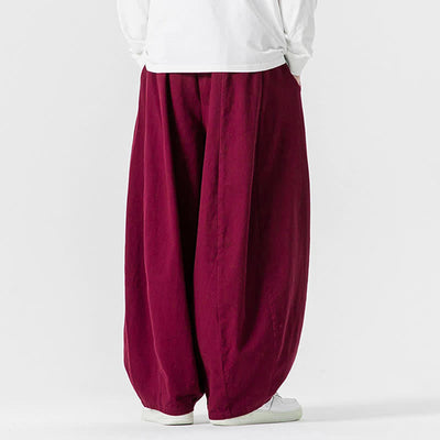 Buddha Stones Fall Casual Simple Drawstring Solid Cotton Long Pants Men's Straight Leg Pants With Pockets - image 45