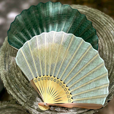 Buddha Stones Elegant Cotton Linen Texture Bamboo Hanfu Style Folding Fan 16 cm - image 14