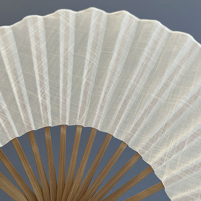 Buddha Stones Cotton Linen Bamboo Shell-shaped Tassel Folding Fan 21.5 cm - image 13