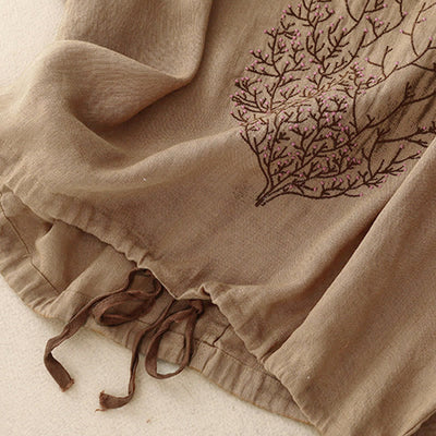 Buddha Stones Casual Embroidery Tree Drawstring Women's Crew Neck Design Half Sleeve T-Shirt - image 16