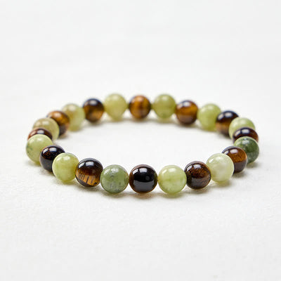 Buddha Stones Tiger Eye Jade Strength Round Beaded Bracelet - image 4