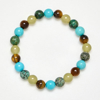 Buddha Stones Natural Tiger Eye Cyan Jade Turquoise Beaded Protection Bracelet - image 3