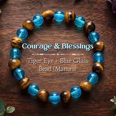 Buddha Stones Tiger Eye Blue Liuli Glass Bead Courage Round Beaded Bracelet - Tiger Eye(Protection ♥ Courage) - image 0