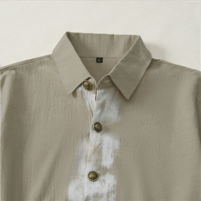 Buddha Stones Summer Casual Boho Tie-Dye Solid Men's Short Sleeve Shirts - image 4