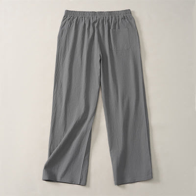 Buddha Stones Fall Casual Plain Drawstring Solid Long Pants Men's Straight Leg Pants With Pocket - image 24