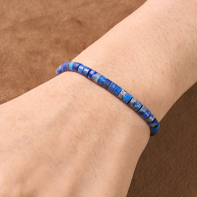 Buddha Stones Lapis Lazuli Truth Straight Cut Flat Bead Bracelet - image 2
