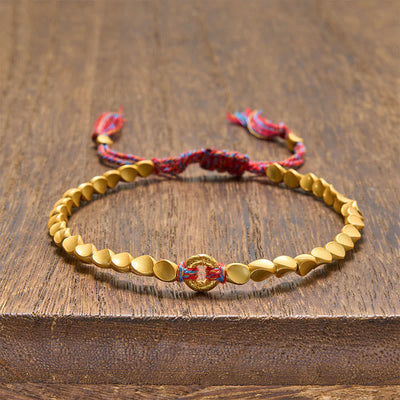 Buddha Stones Tibetan Auspicious Cloud Peace Buckle Copper Beads String Bracelet - image 1