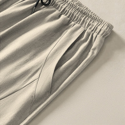 Buddha Stones Pure Cotton Zen Plum Blossom Pattern Drawstring Men's Tapered Pants With Pockets - image 4