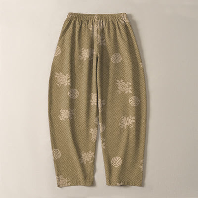 Buddha Stones Pure Cotton Floral Medallion Pattern Drawstring Men's Tapered Pants With Pockets - image 3