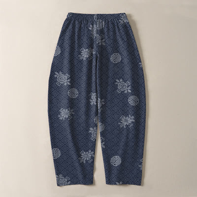 Buddha Stones Pure Cotton Floral Medallion Pattern Drawstring Men's Tapered Pants With Pockets - image 10