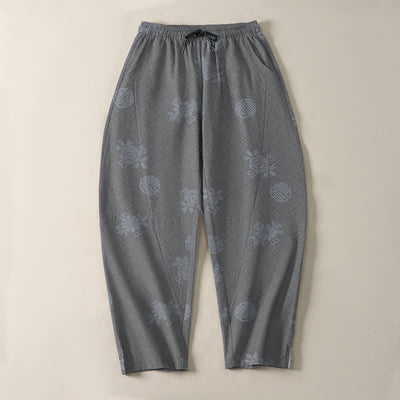 Buddha Stones Pure Cotton Floral Medallion Pattern Drawstring Men's Tapered Pants With Pockets - image 13