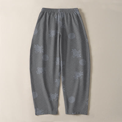 Buddha Stones Pure Cotton Floral Medallion Pattern Drawstring Men's Tapered Pants With Pockets - image 14