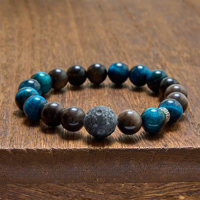 Buddha Stones Blue Tiger Eye Silver Sheen Obsidian Positive Bracelet - image 3