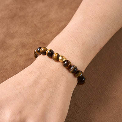 Buddha Stones Tiger Eye Cat Head Copper Strength Bracelet - image 8