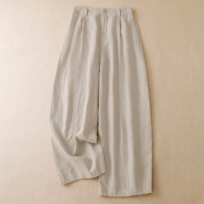 Buddha Stones Spring Summer Casual Minimalist Solid Zipper Design Cropped Pants Women's Wide Leg Pants With Pockets - Beige - US8-10, UK/AU12-14, EU40-42 (2XL) - image 18
