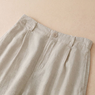 Buddha Stones Spring Summer Casual Minimalist Solid Zipper Design Cropped Pants Women's Wide Leg Pants With Pockets - image 20