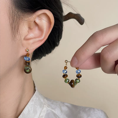 Buddha Stones Tiger Eye Blue Spot Jasper Liuli Beaded Protection Earrings - image 7