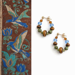 Buddha Stones Tiger Eye Blue Spot Jasper Liuli Beaded Protection Earrings - Tiger Eye(Copper Posts) - image 0