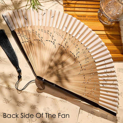Buddha Stones Vintage Small Koi Fish Aquatic Plants Pattern Success Bamboo Cotton Linen Folding Fan - image 9