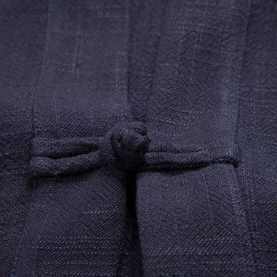 Buddha Stones Spring Summer Fall Tang Style Minimalist Frog Button Solid Cotton Linen Men's Vests With Pocket - image 10