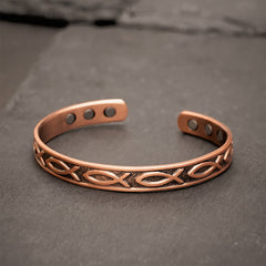 Buddha Stones Red Copper Koi Fish Grounding and Success Open Cuff Bracelet - Red Copper(Inner Diameter: Approx. 55mm) - image 0