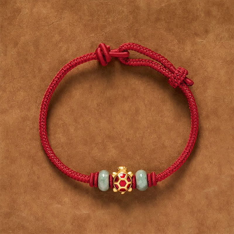 Buddha Stones Turtle Copper Red String Hand-Woven Prosperity Bracelet - image 0