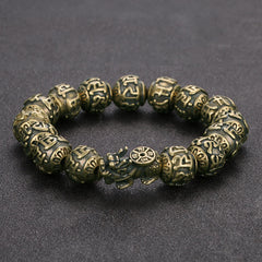 Buddha Stones Antique Brass Pi Xiu Om Mani Padme Hum Wealth Bracelet - Brass Pi Xiu (Wrist Circumference: 6.5–7.1 in/16.5–18 cm) - image 0