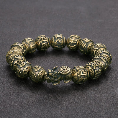 Buddha Stones Antique Brass Pi Xiu Om Mani Padme Hum Wealth Bracelet - Brass Pi Xiu (Wrist Circumference: 6.5–7.1 in/16.5–18 cm) - image 0