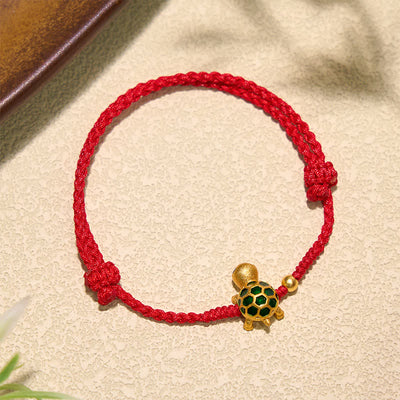 Buddha Stones Handmade Turtle Luck Braided Red String Bracelet - image 1
