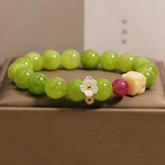Buddha Stones Peridot Flower Charm Healing Beaded Bracelet - Peridot(Wrist Circumference: 6.3–6.7 in / 16–17 cm) - image 0
