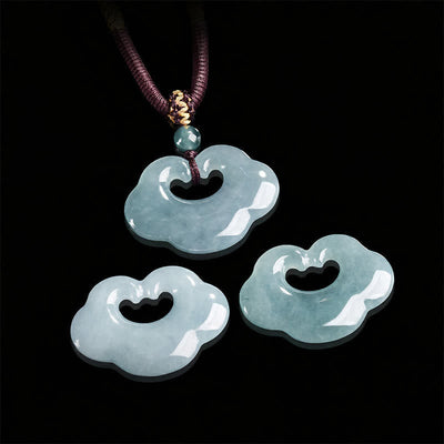 Buddha Stones Jade Ruyi Cloud Chinese Lock Charm Luck Pendant Necklace - image 4