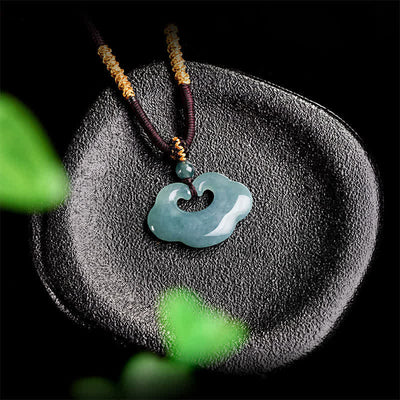 Buddha Stones Jade Ruyi Cloud Chinese Lock Charm Luck Pendant Necklace - image 2
